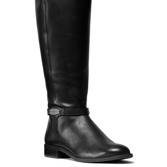 Michael Michael Kors Finley Wide Calf Leather Riding Boots Women's Shoes - Picture 1 of 3